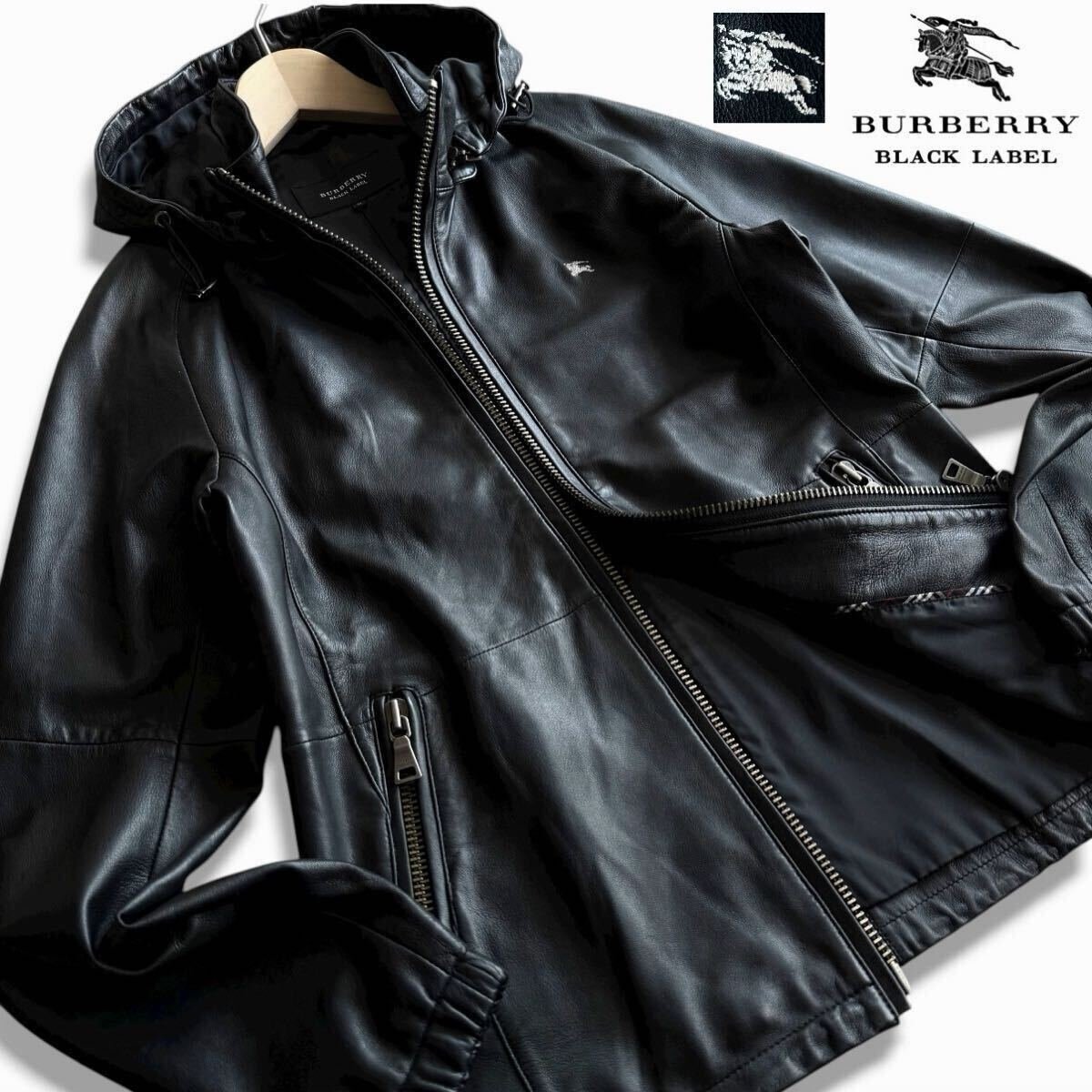 Yahoo!オークション -「burberry black label レザーライダース」の