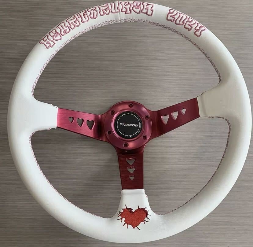 ホワイトレザー TIYPEOR-JDMスタイル スポーツ ステアリングホイール