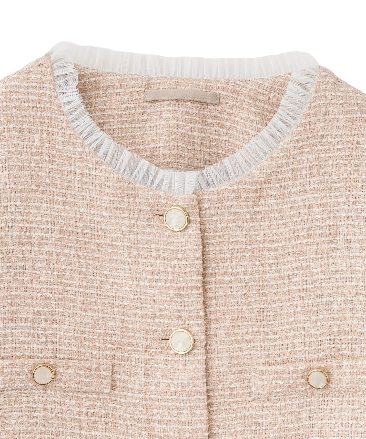 ノーカラーフリルツイードジャケット｜PETAL ONLINE（ペタルオンライン）